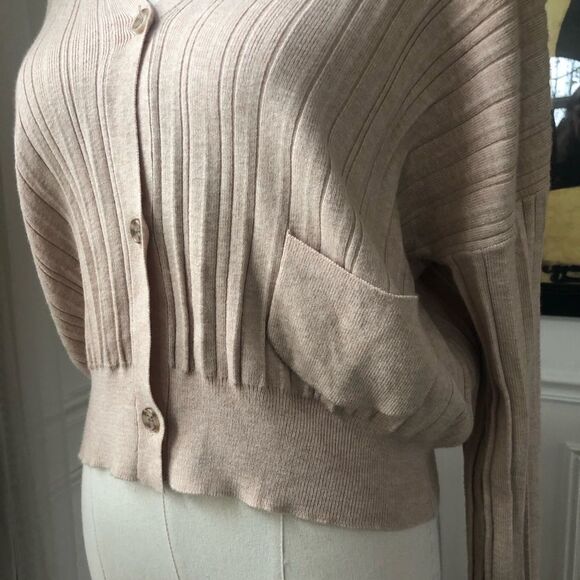Lavender Sketch Cropped Wide Rib Cardigan M - Picture 2 of 10